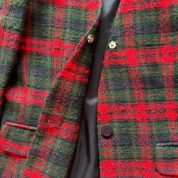 VINTAGE TALBOTS GREEN RED BLAZER SIZE 10 MADE IN USA - Picture 6 of 9